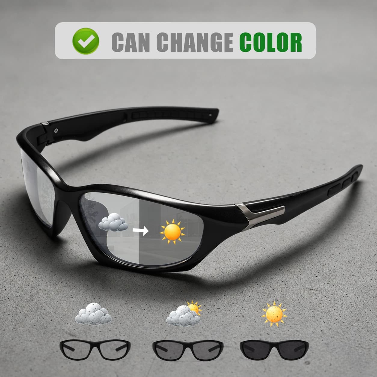Multifunctional Polarized Photochromic Sports Sunglasses&Night Vision Driving Glasses UV400 Outdoor Indoor Universal