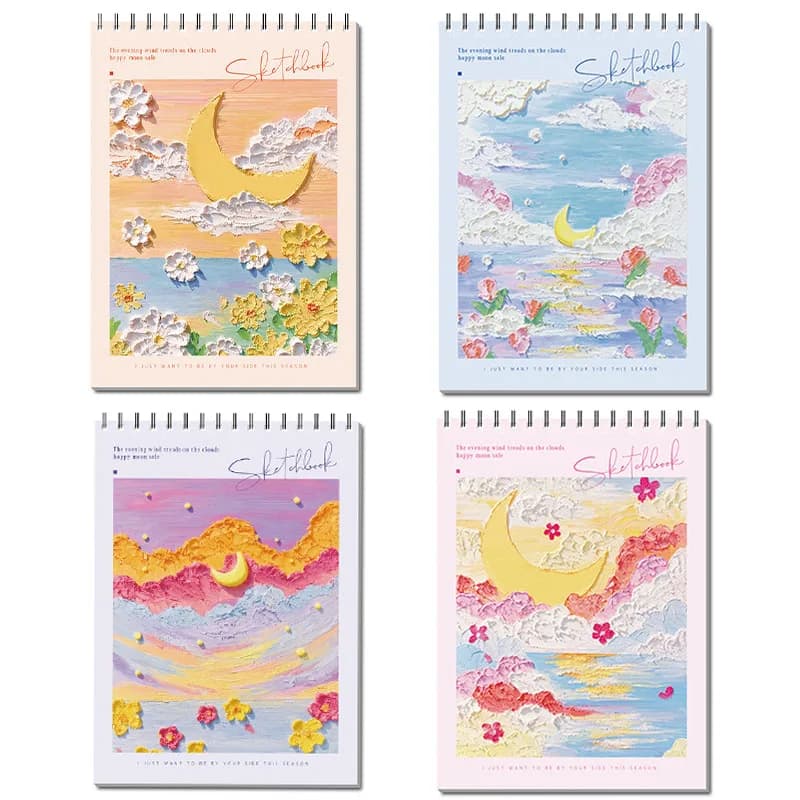 A4 Blank Sketchbook 45 Sheets, Coil Design Thickened Drawing Pad, DIY Graffiti Art Notebook for Artists