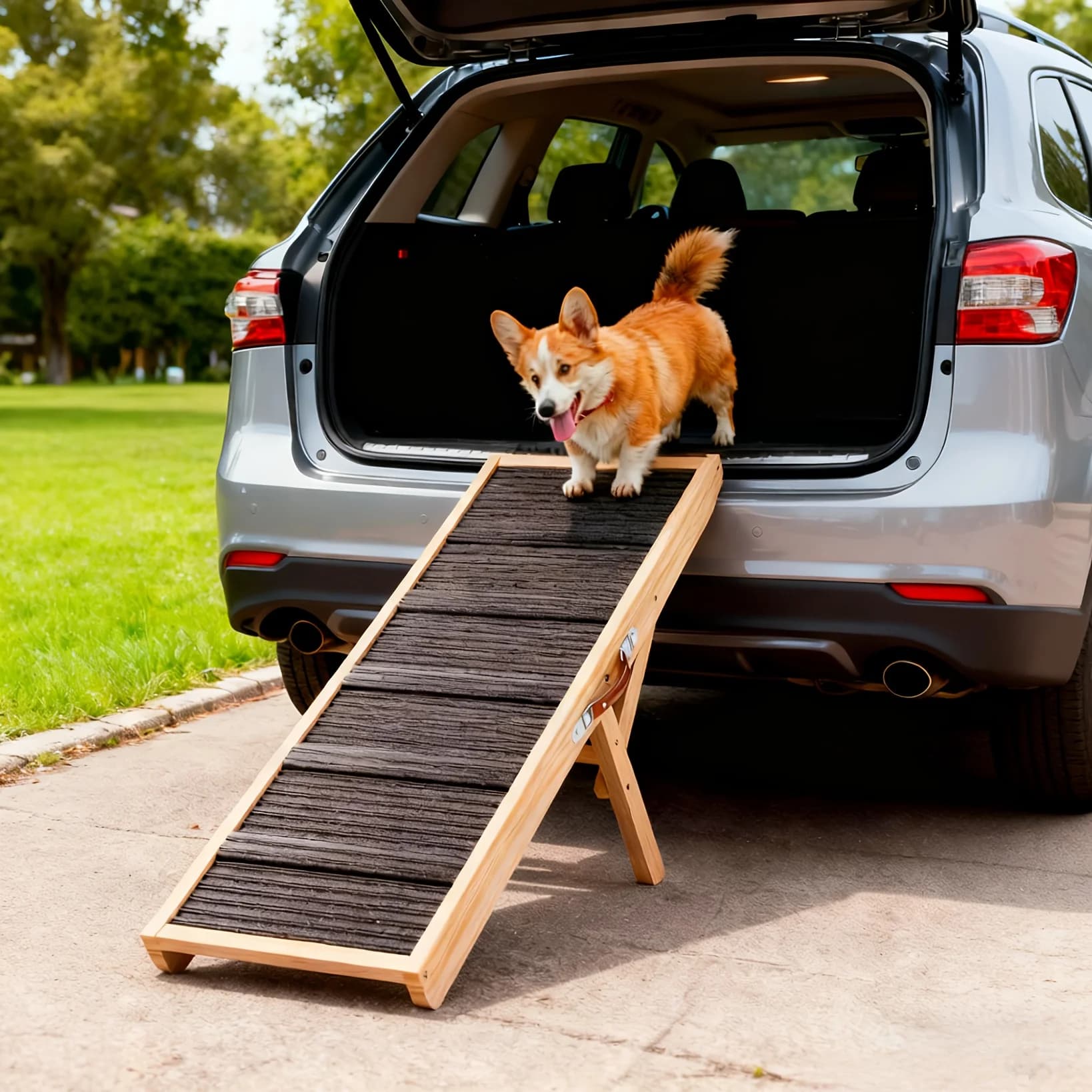 Rampa per Cani da Auto, Scala Pieghevole in Legno da 40''/47'' per Letto, Rampa Portatile per Cani ad Alta Trazione, Rampa per Cani per Divano, Camion