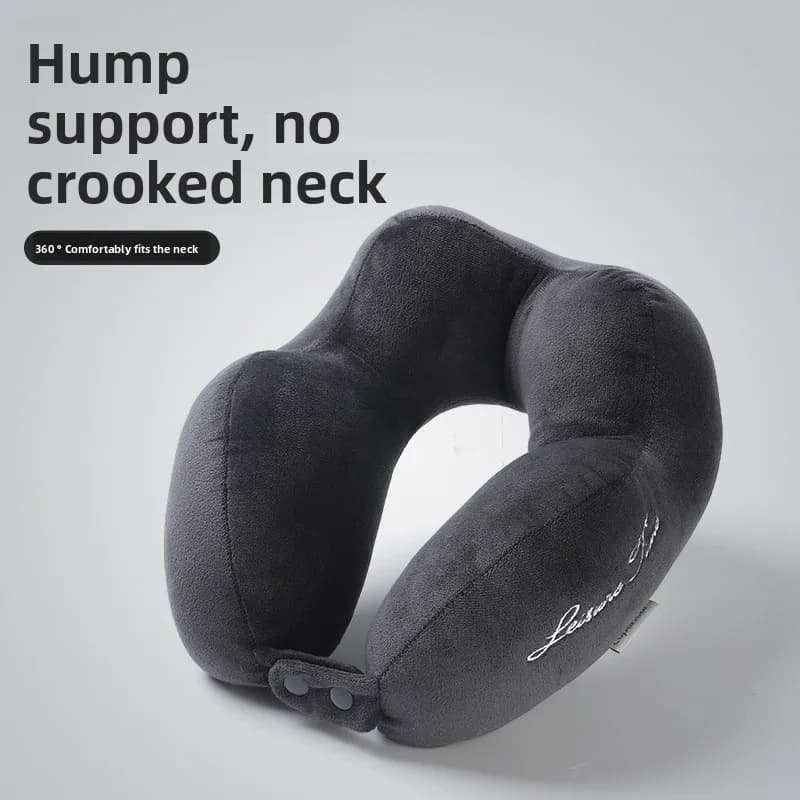 Cuscino da Viaggio a Forma di U con Ricamo, Design Ergonomico per Supporto Cervicale, Portatile per Ufficio e Viaggi