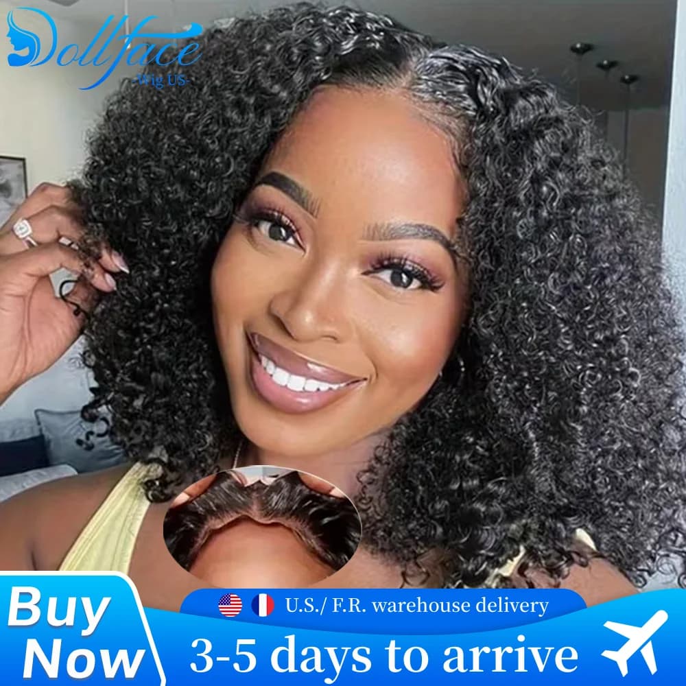 Deep Wave 4x4 5x5 Glueless Lace Front Wig Short Bob Wigs Human Hair Natural Color Curly Water Wave Brazilian Pre Plucked Pre Cut