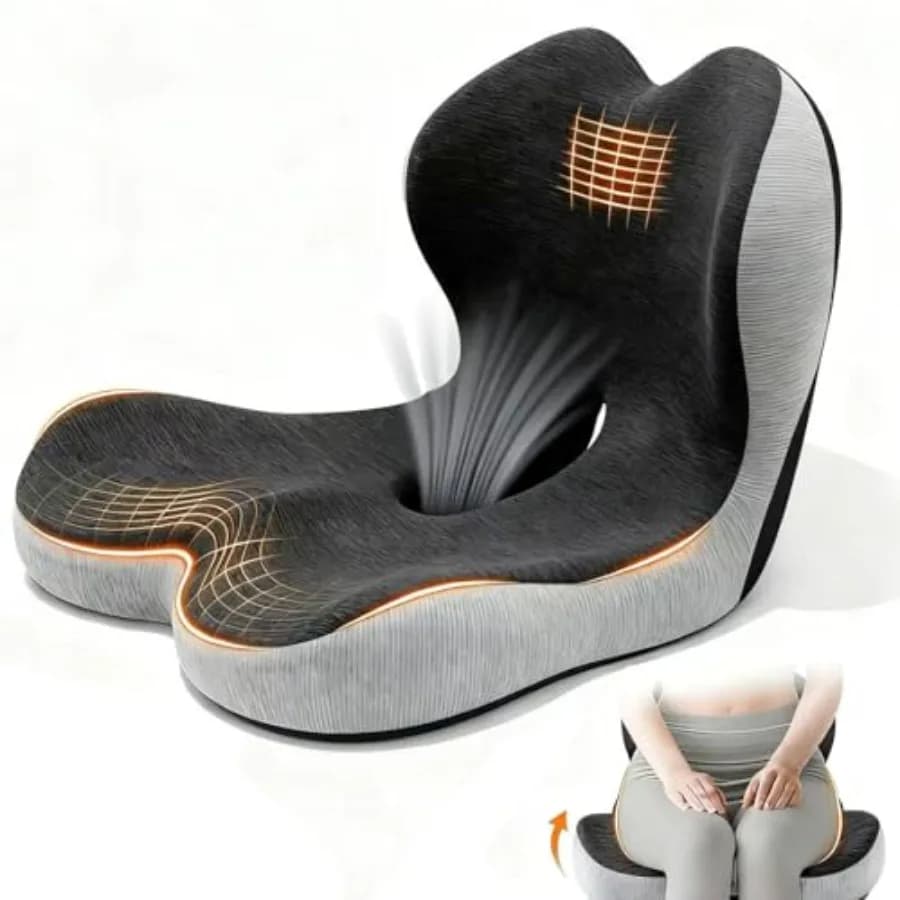Cuscino per sedile auto per lunghi viaggi, cuscino per sedia da ufficio, cuscino per sedile camion, cuscino in memory foam per aumentare l'altezza di 3,94 pollici