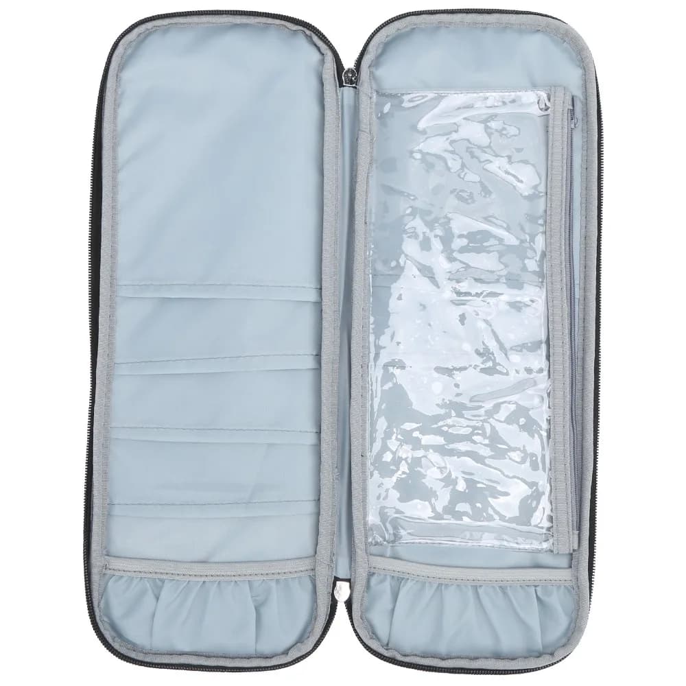 Durable Oxford Cloth Knitting Needle Case Gray Zippered Pouch Travel Organizer Bag Crochet Storage Bag For Knitting Lovers