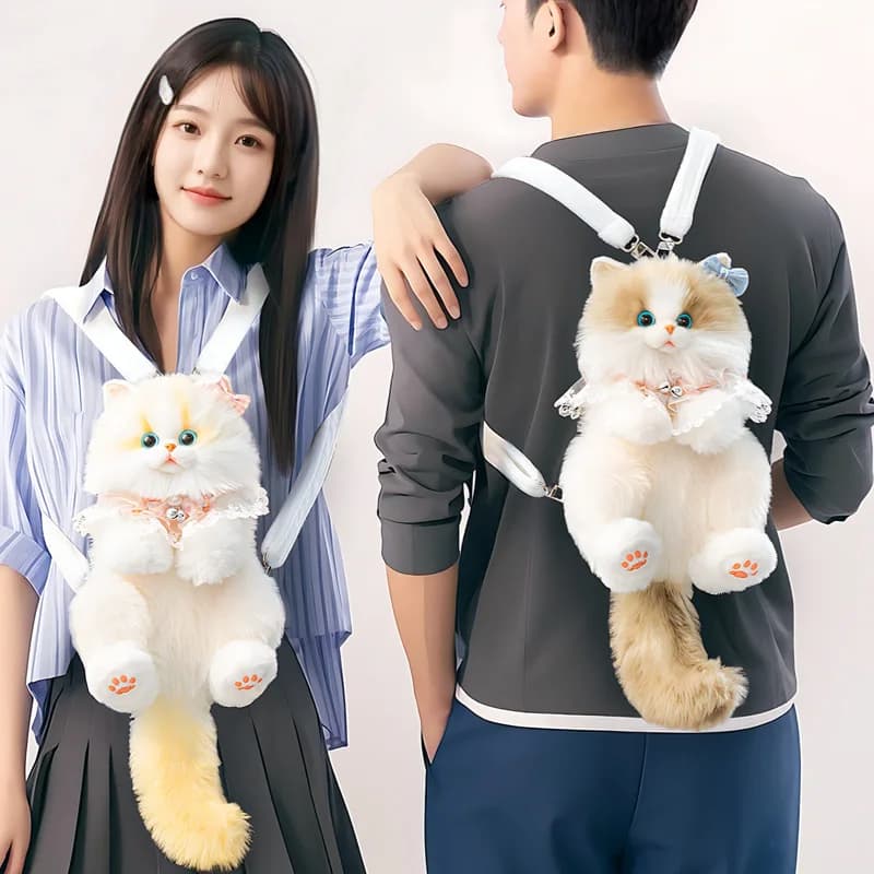 Zaino in peluche Meow Serie simpatico gatto - Peluche da 30 cm con bambola di peluche dal design realistico per ragazza, regalo di compleanno di Natale