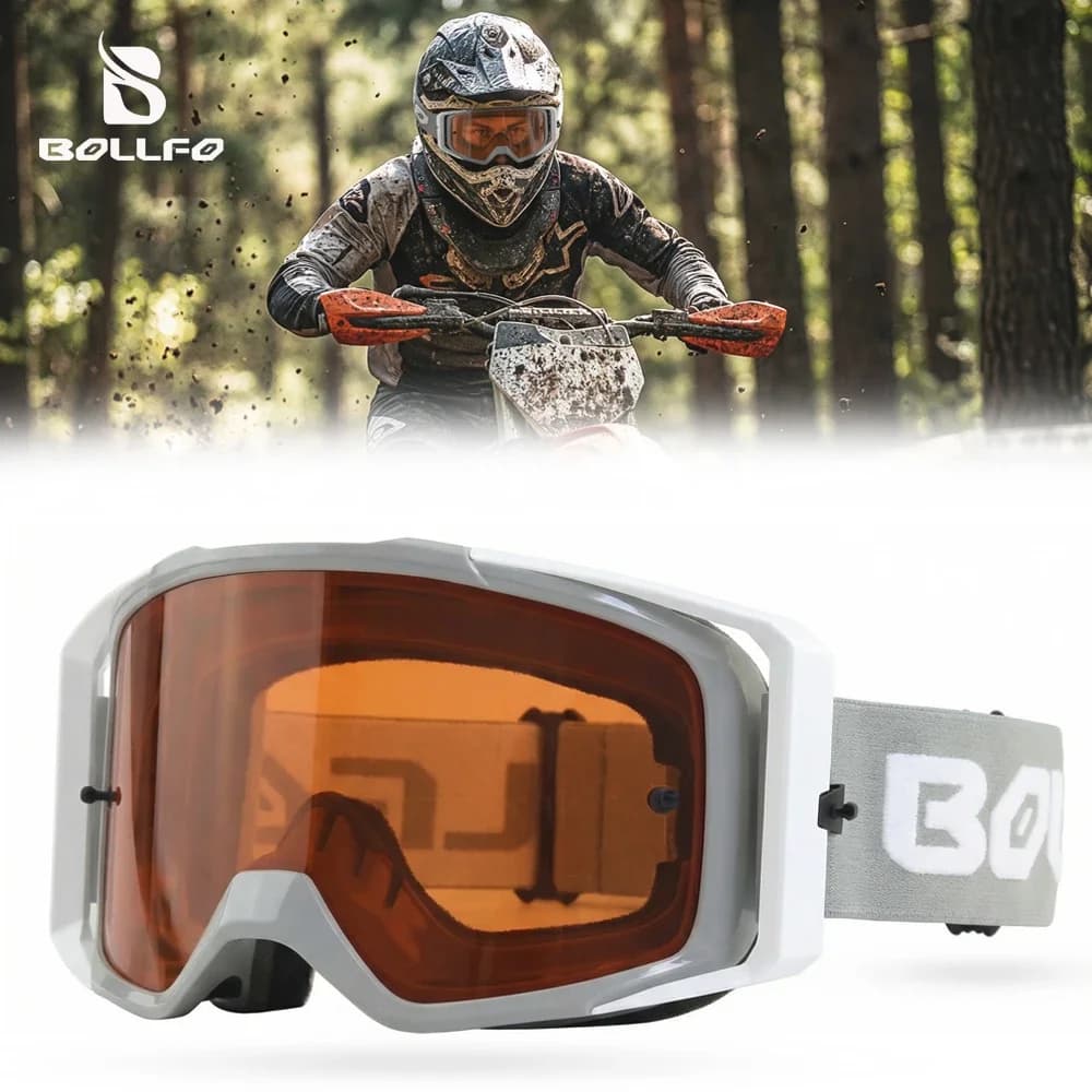 Motocross Goggles Orange Tint Lens UV400 Windproof Anti-Impact Dirt Bike ATV MTB Ski Snowboard Helmet Protective Eyewear Unisex