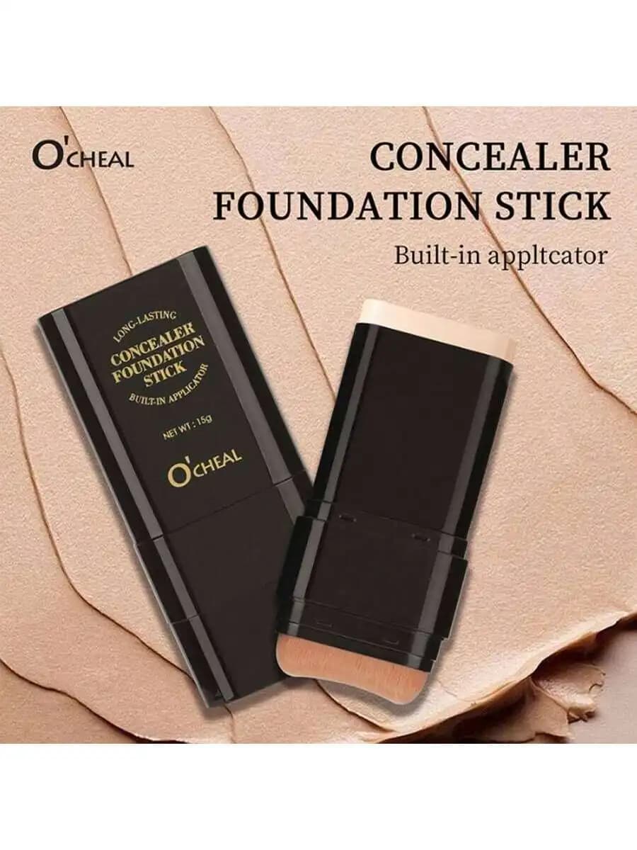 O'CHEAL Face Foundation Contour Stick Long-Wear Lightweight Brighten Stick Blemish Contouring Face Concealer Beauty Makeup 01 IVORY Dual Cosmetic Skin Tint Color Changing Full Coverage