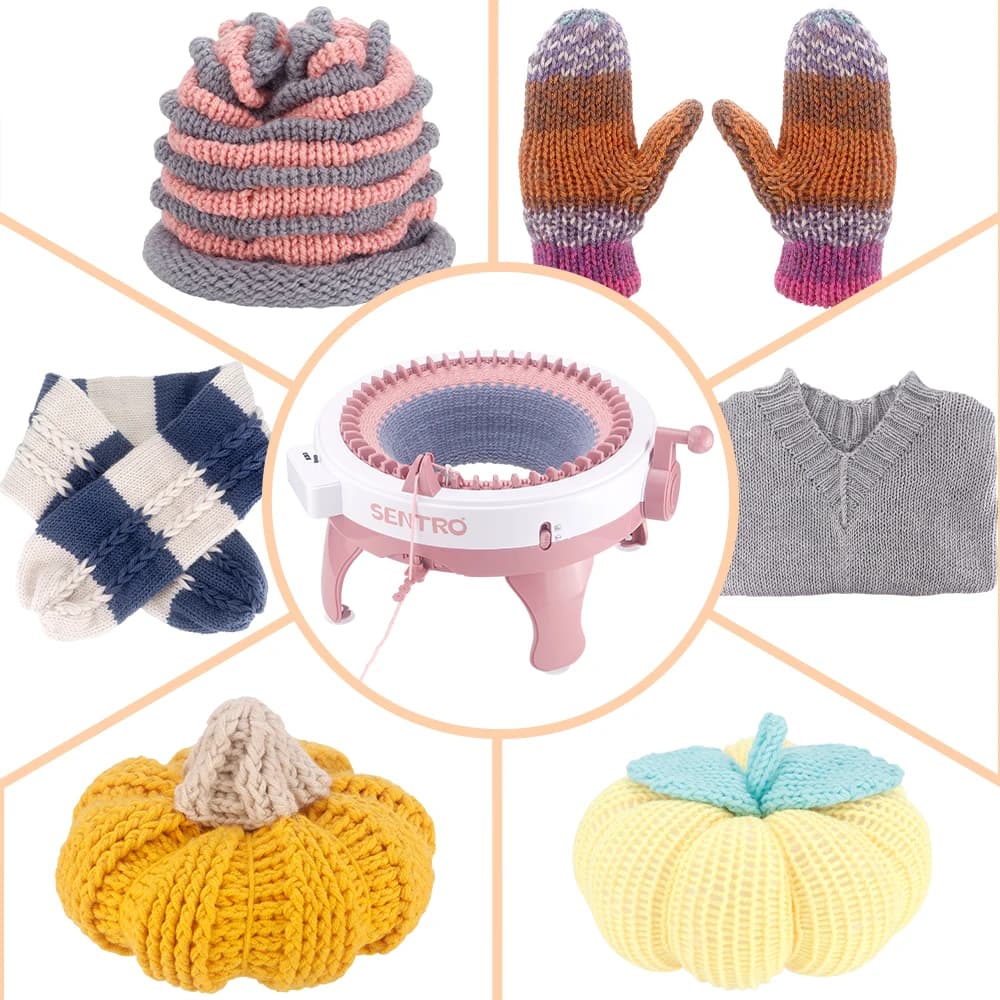 1set Hand Crank Round 48 Needles Handmade DIY Knitting Tool, DIY Cylinder Loom for Weaving & Crochet Scarves, Hat, Sock, Sweater
