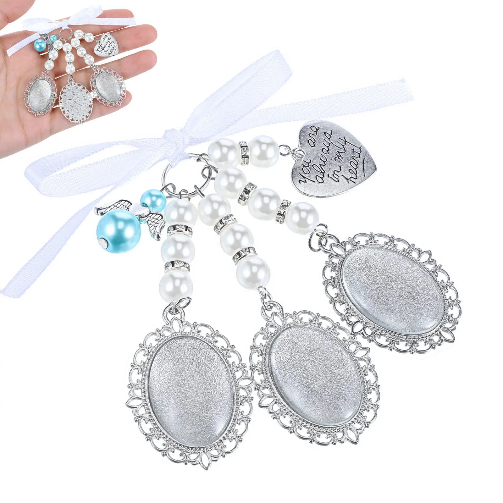 1Set Sturdy Alloy Photo Frame Pendant Charms DIY Jewelry Making Supplies for Wedding Bouquet Photo Charms Memorial Picture Frame