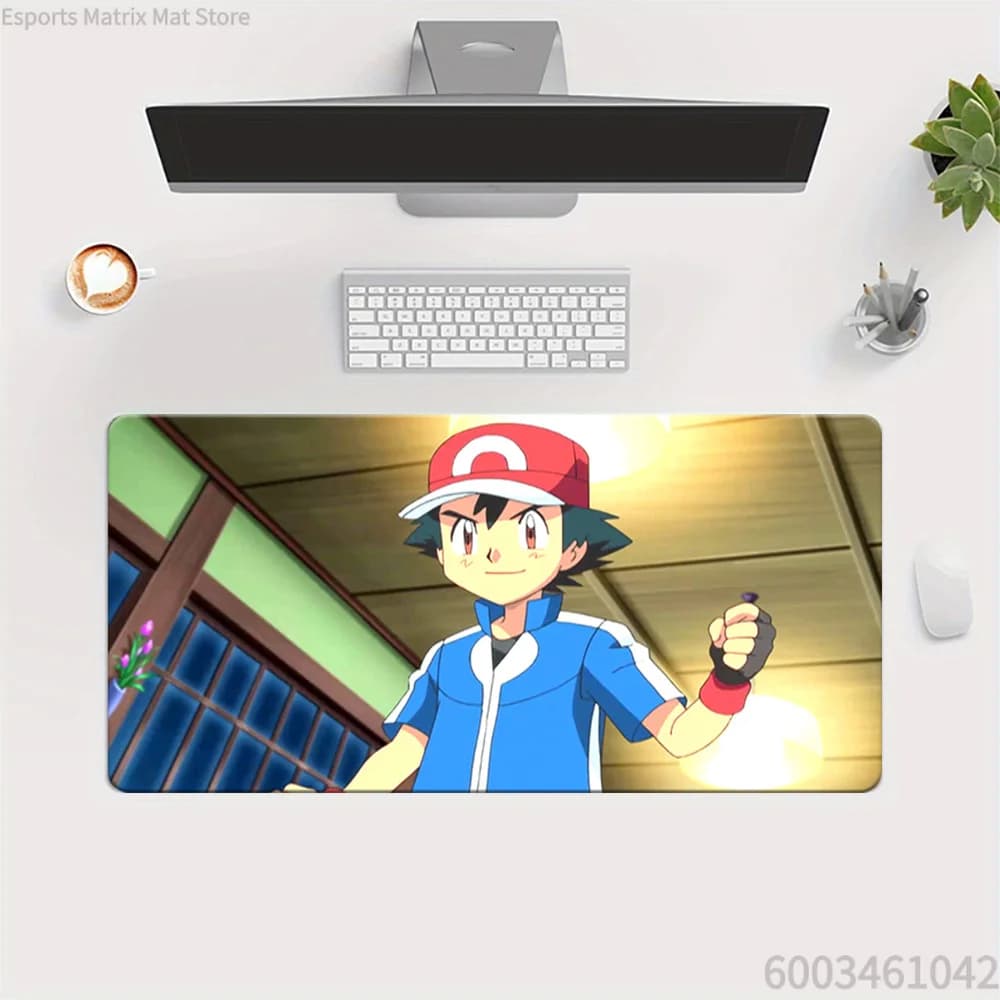Tappetino per mouse da gioco Pokemon Ash Ketchum Anime Extended, tappetino da scrivania grande per PC portatile