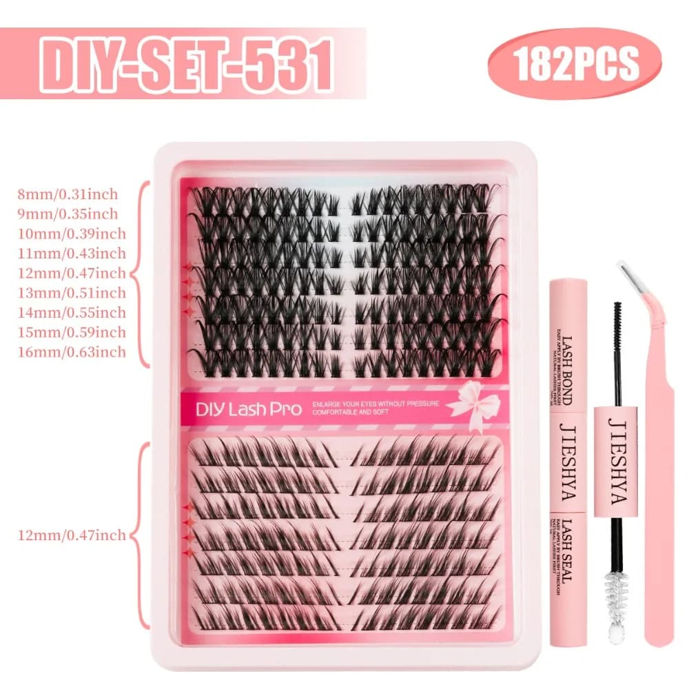 Extension ciglia a ciuffetti 40D fai da te, con banda invisibile, effetto occhi di gatto, ciglia finte, extension ciglia stile Manga, ciglia singole in visone premium