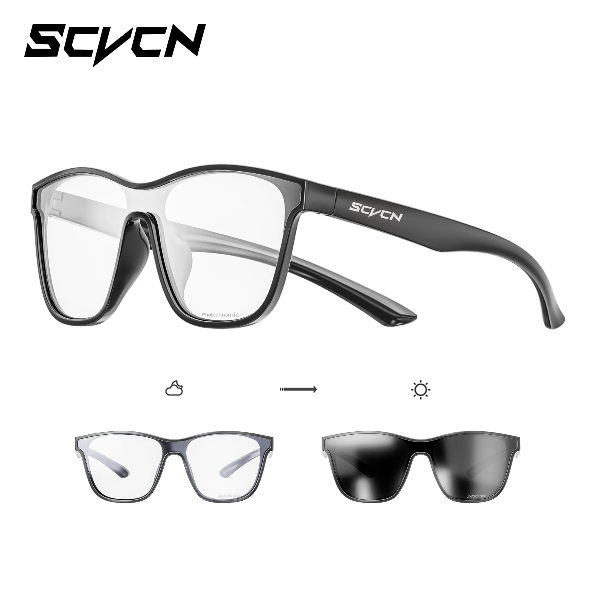 SCVCN UV400 HD Photochromic Hiking Sunglasses Outdoor Sports Cycling Glasses Stylish Driving Sunglasses MTB Racing Sunglasses