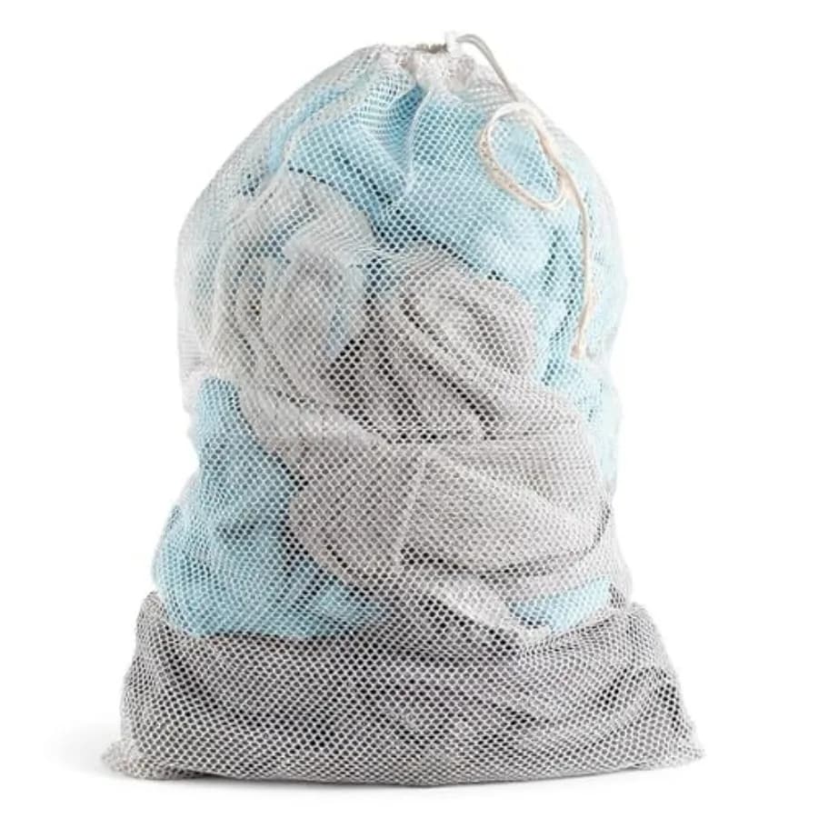 Extra Large Mesh Laundry Bag Heavy Duty Mesh Wash Bag with Drawstring Closure for College, Dorm, Travel, Family and Apartment D