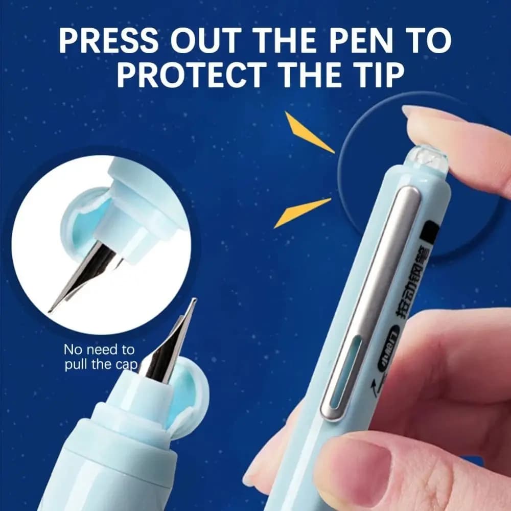 Retractable Fountain Pen Press Type With Refillable Ink Erasable Pen Fine Nib Calligraphy Wriiting Pen School Office