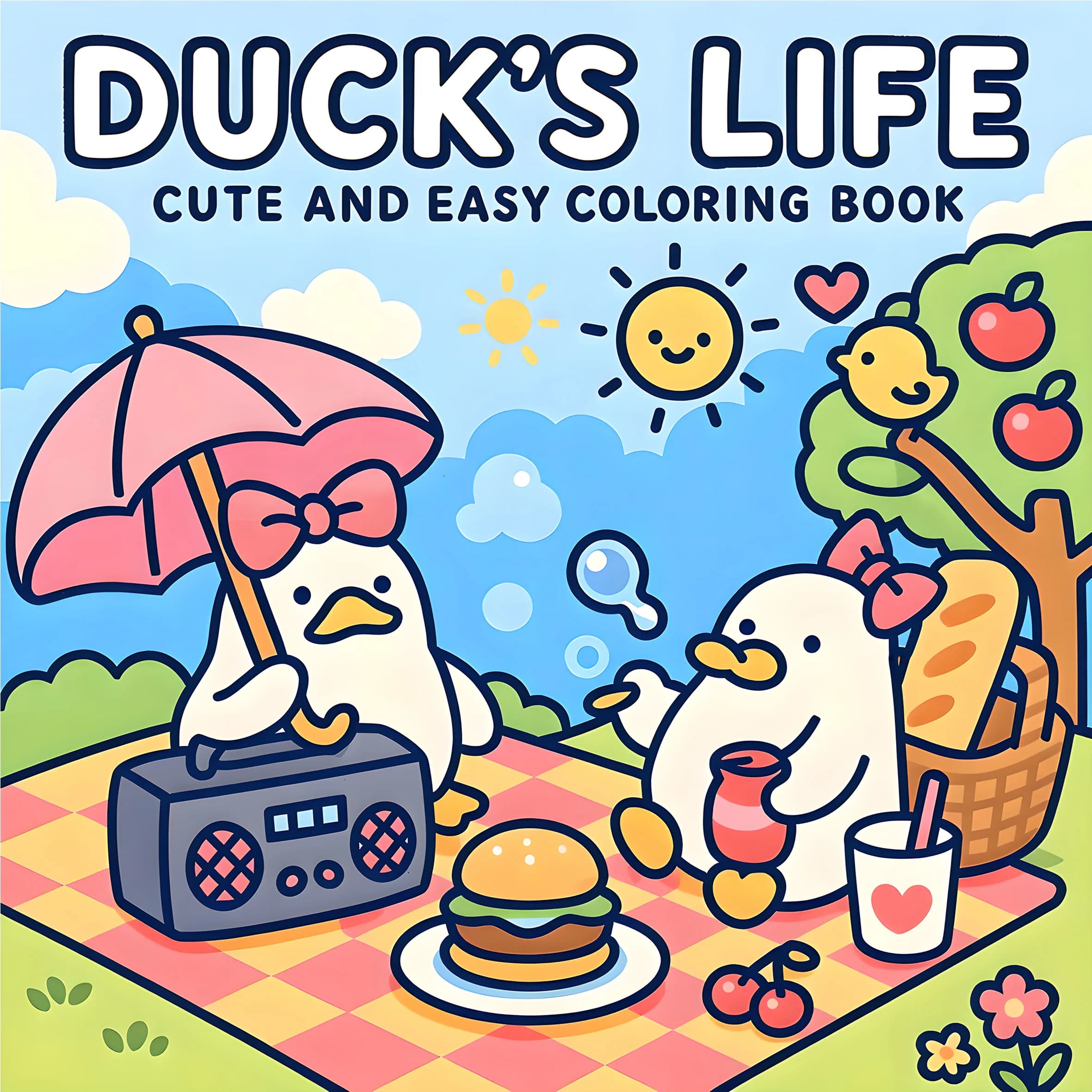 DUCK'S LIFE Bold-easy Patterns Coloring Book for Adults Cute Drawing Book Perfect Gift for Party and Birthday