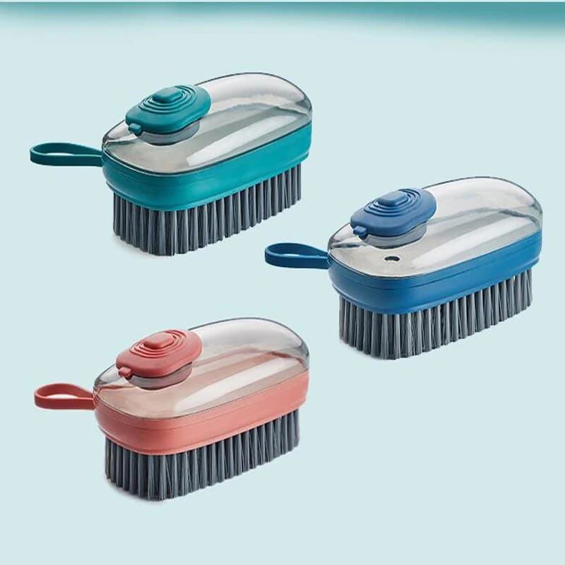 Spazzola per Pulizia Multifunzionale Portatile in Plastica con Dispenser di Sapone Liquido per Vestiti e Scarpe, Spazzola Idraulica per Lavanderia e Pulizia Mani