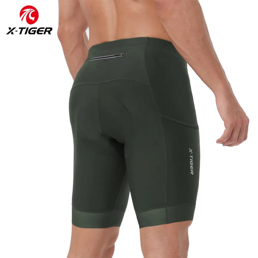 Pantaloncini da bici da strada X-TIGER Premium con cuscinetti in gel 5D Pantaloncini da ciclismo da uomo con tasche con cerniera Attrezzatura da ciclismo all'aperto traspirante