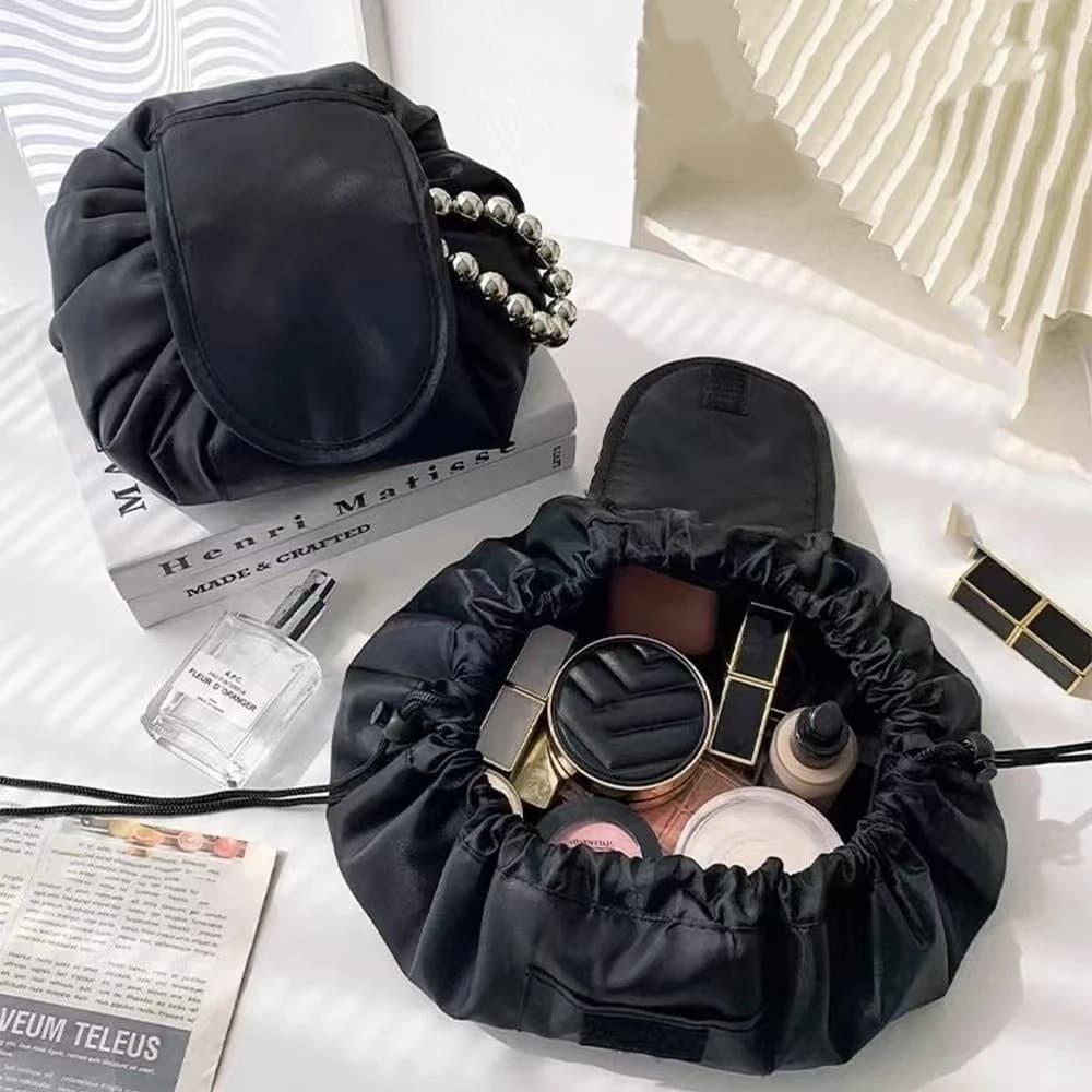 Borsa Cosmetica da Donna con Coulisse, Organizer da Viaggio per Trucchi, Pochette Portatile Impermeabile per Articoli da Toeletta