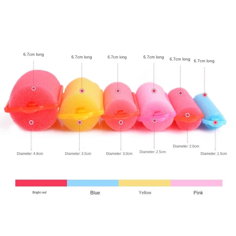 Set of 14/12 Pieces of Morbid Bigodini in Magical Sponge, Kit for Fa-da-Te hairstyles, Tools for Women's Styling Not Damaging Hair, Healthless Bigodini 1.5/2cm