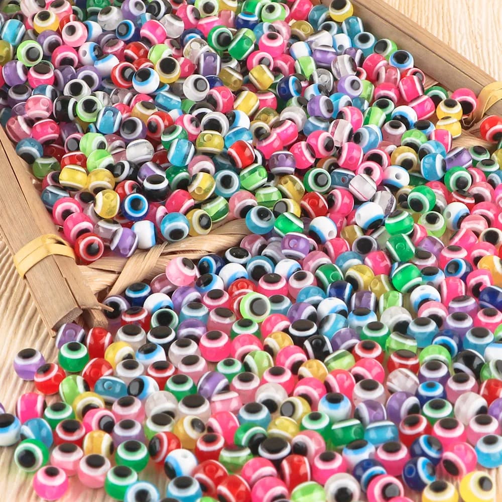 6MM 150 Pz/lotto perline acriliche a forma di occhio per la creazione di gioielli Accessori per braccialetti fatti a mano fai-da-te