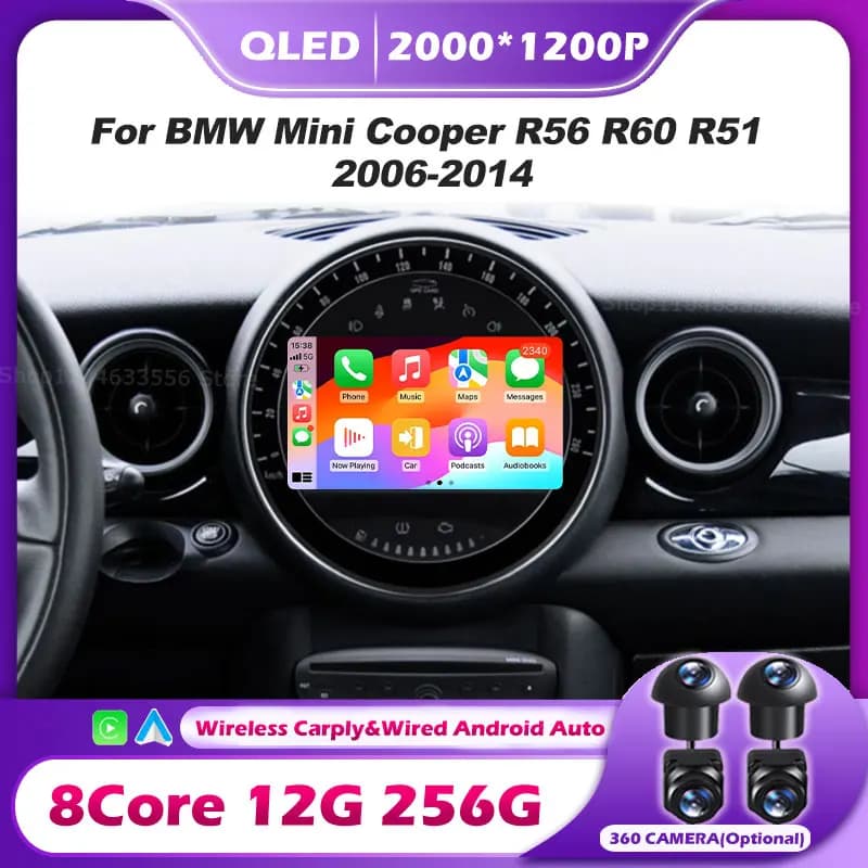 Autoradio per BMW Mini Cooper R56 R60 R51 2006-2014 Android 16 Auto Carplay Multimedia Wireless Navigazione Intelligente BT