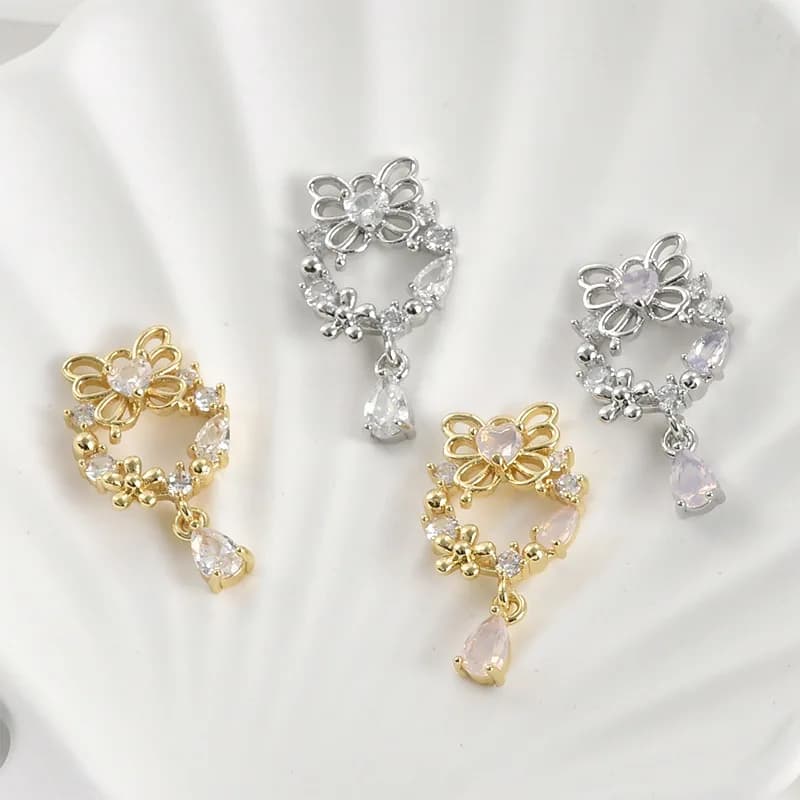 Water Drop Pendant with Butterfly and 14k Gold Zirconia, Accessories for Fai-da- Jewelry ♪