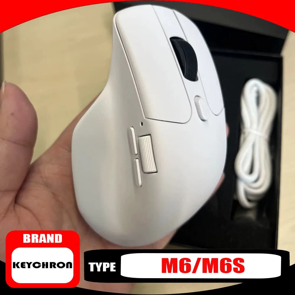 Mouse Wireless Keychron M6/M6s A1 A3 A23 A24 Bluetooth PAW3395/PAW3950 1K/8K Ergonomico Personalizzato per Gaming ed Esports