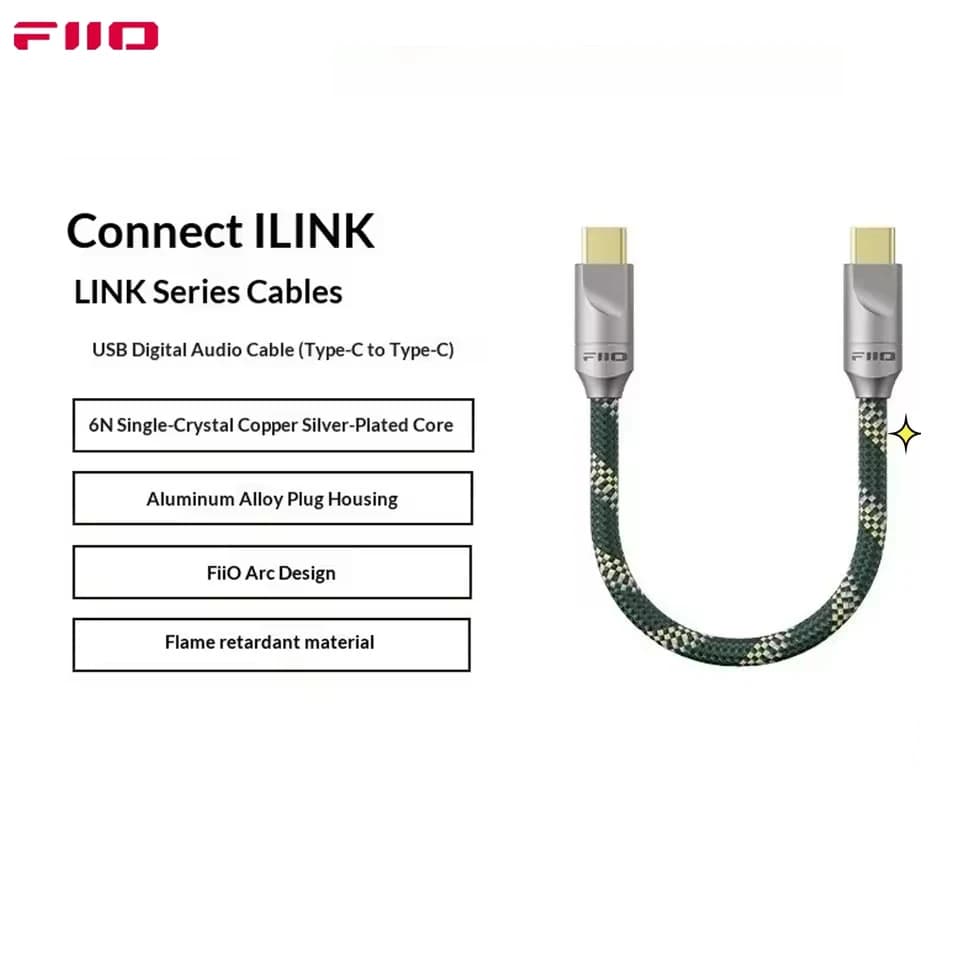 FiiO LINK-TC2 USB Digital Audio Cable Type-C To Type-C OTG Cable Monocrystalline Copper Silver-Plated HiFi Digital Audio Wire