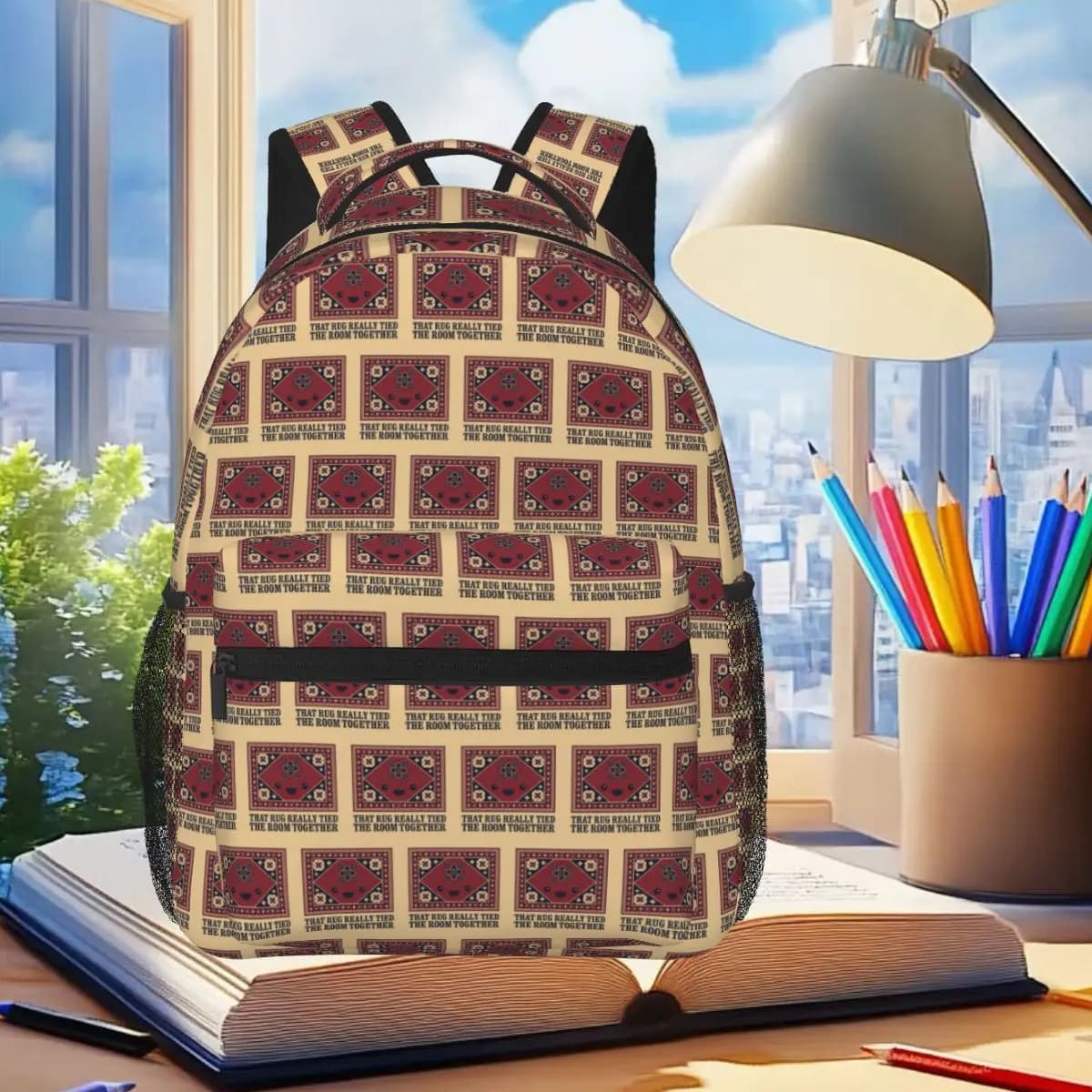 The Big Lebowski - Rug - That Rug Really Tied The Room Together Zaino porta libri Borsa da scuola Borsa per laptop Borse a tracolla per uomo e donna