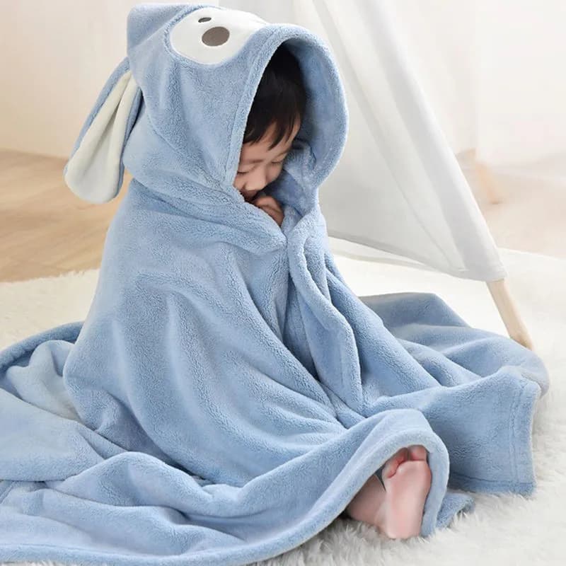 Kids bath towel, super soft hooded towel in coral fleece, high absorption bathrobe, suitable for boys and girls