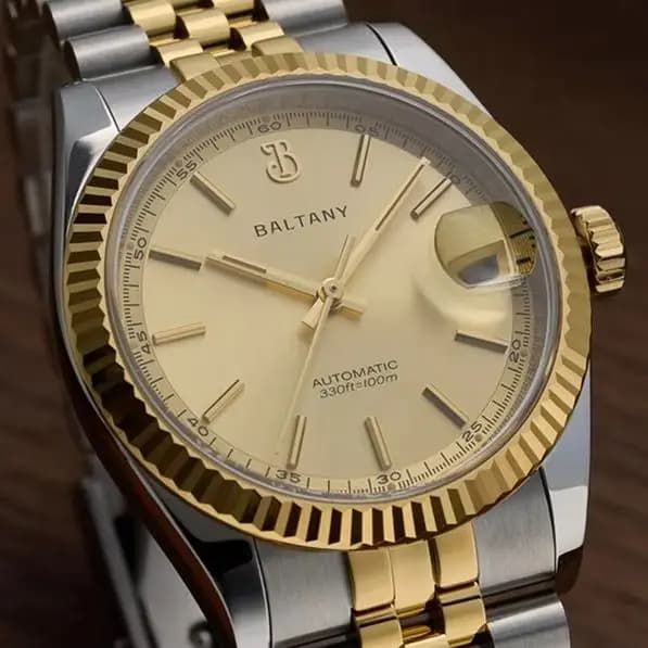 Baltany Men's Automatic Watch 36mm Pilot Mechaical Wrist Watch Sapphire 10ATM Waterproof C3 Luminous NH35