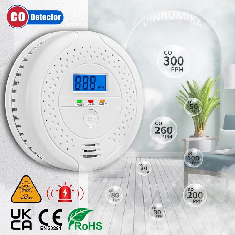 Nuova Versione Rilevatore di Monossido di Carbonio con Allarme, Sensore, Display LCD Digitale, Avviso Sonoro 85dB per Sicurezza Domestica, Sirena per Avviso di Avvelenamento da CO