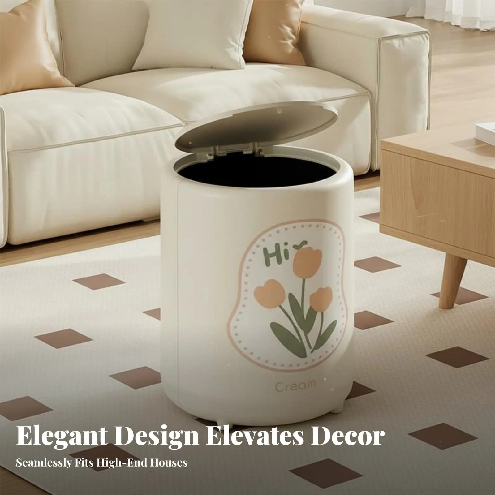 Cestino per Rifiuti con Apertura Superiore Accessibile, Design Elegante, Cestino Decorativo con Ampia Apertura, Simpatico Cestino a Forma di Cartone Animato