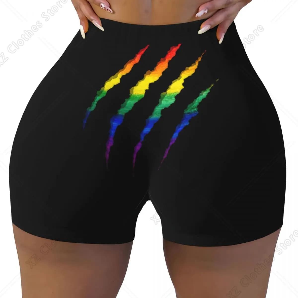 Pantaloncini da yoga da donna personalizzati, strappati e sfilacciati, per allenamento, palestra, atletica, pallavolo, ciclismo, stile LGBT Gay Lesbian Pride