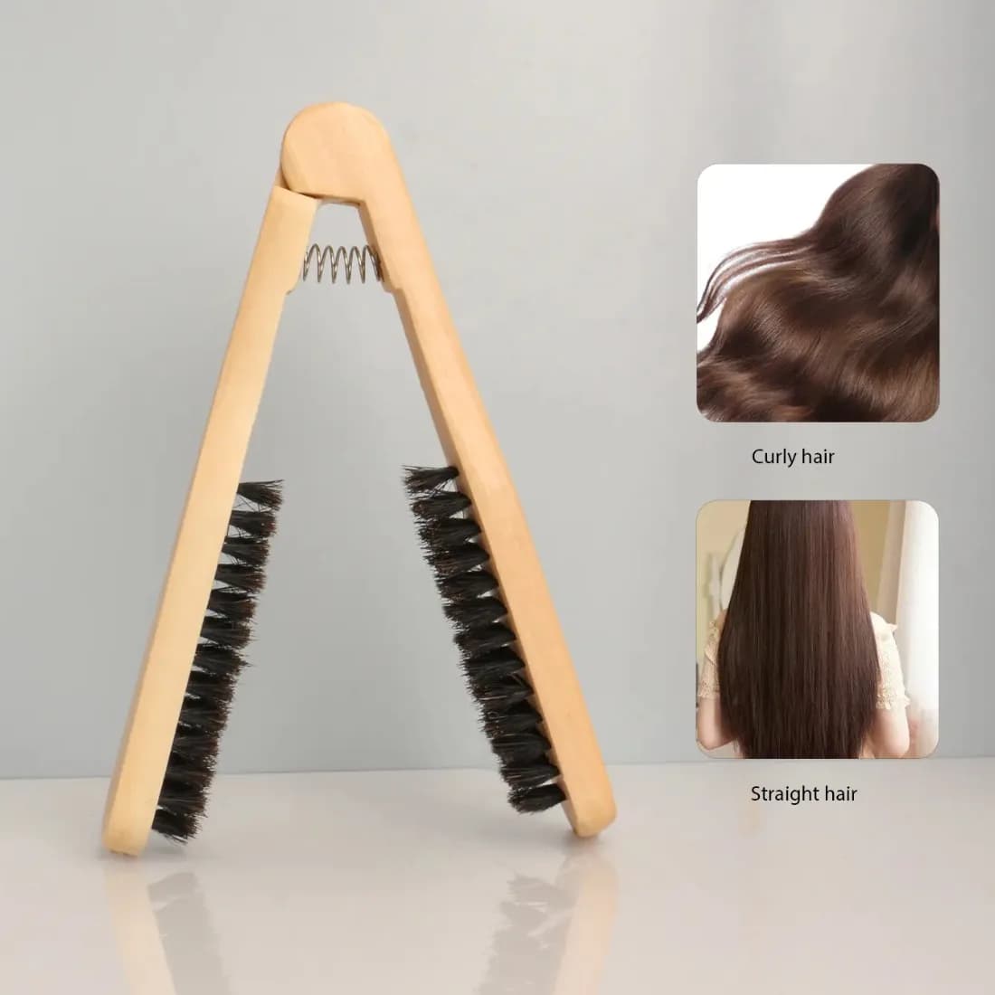 Pettine Professionale a V in Legno Massello per Lisciare i Capelli, Spazzola Anti-Scottatura e Resistente al Calore
