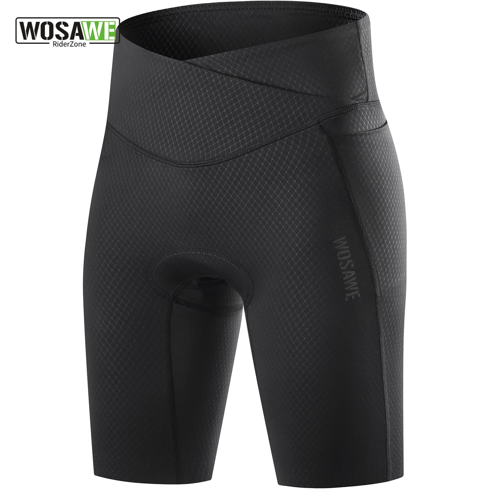 WOSAWE Women's high waist cycling shorts with padded cushion Elastic bike shorts with side pockets Summer reflective riding equipment