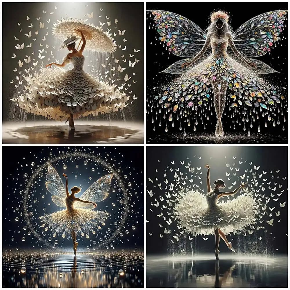 EverShine DIY 5D Diamond Mosaic Ballet Girl Full Drill Embroidery Butterfly Diamond Art Painting Kit Portrait Handicrafts Gift