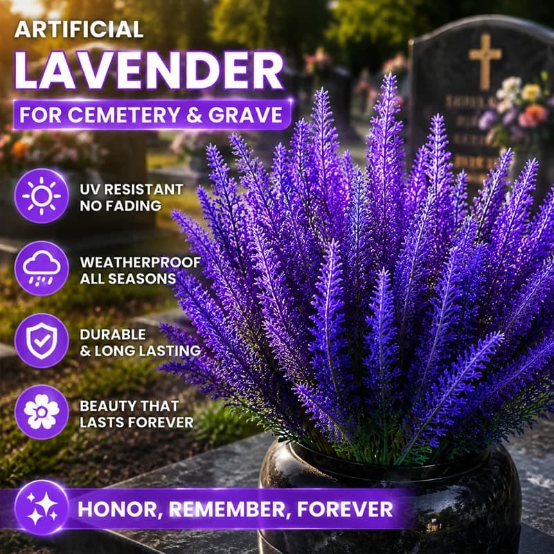 Beautiful UV Resistant Artificial Lavender Flowers for Outdoor Home Decor Lifelike Faux Plastic Plants for Patio Yard Balcony
