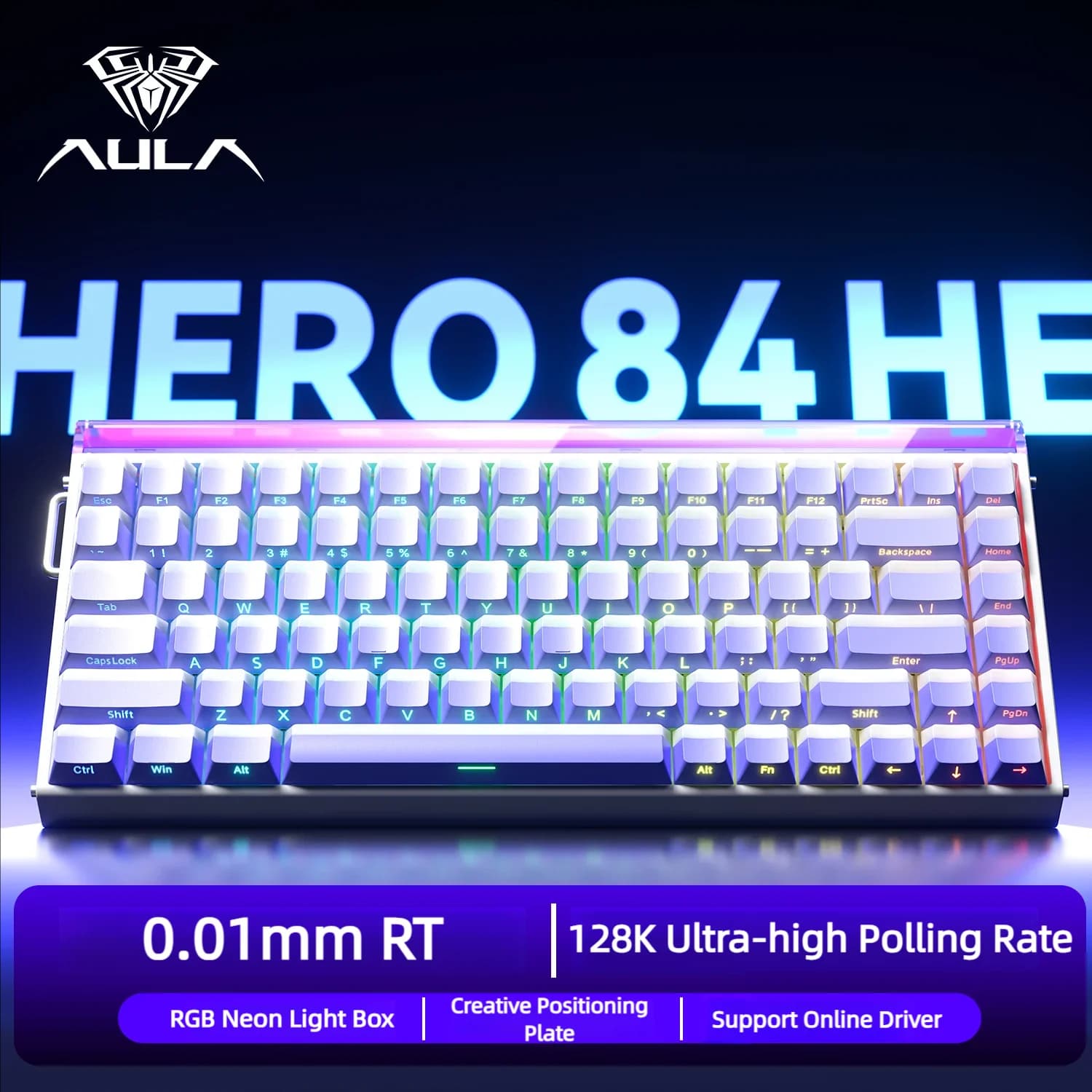AULA HERO84 8K Tastiera magnetica 0,01 mm Trigger rapido Tasti completi Hot-swap RGB retroilluminato per giochi E-sport