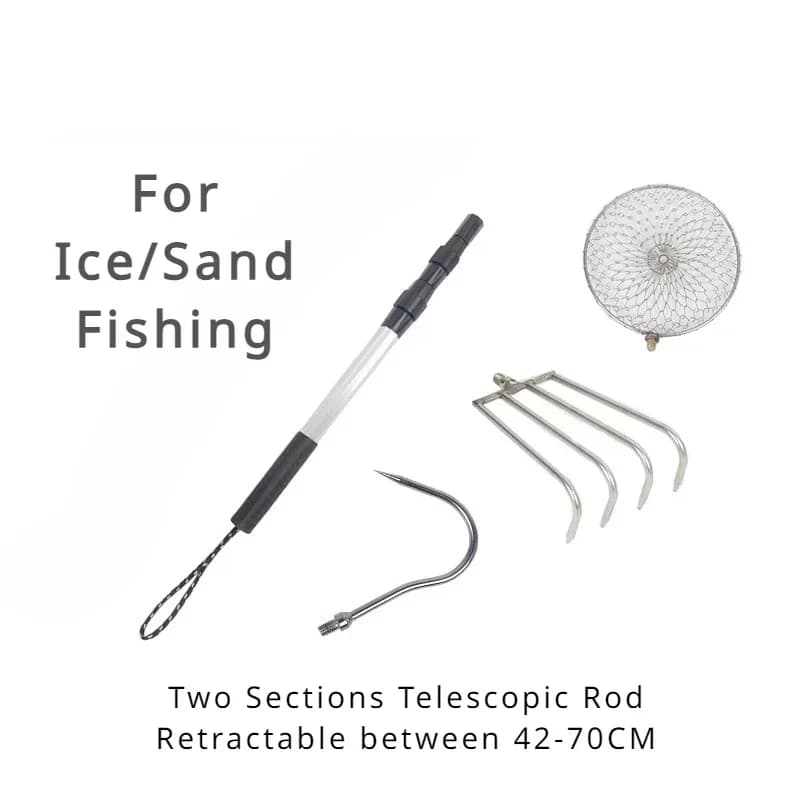 Asta telescopica Rettrattile Harrow Spade Hook Paletta per il ghiaccio Acciaio inossidabile Beach Shell Rastrello Attrezzatura da pesca con sabbia Strumenti per il filtro Pesce