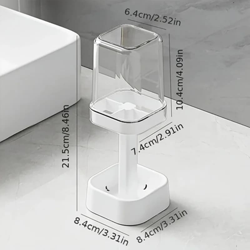 Porta spazzolino Tazza per risciacquo con coperchio Antipolvere Tazza da bagno con drenaggio rapido PP PS Materiale PET sicuro per alimenti Conservazione pratica