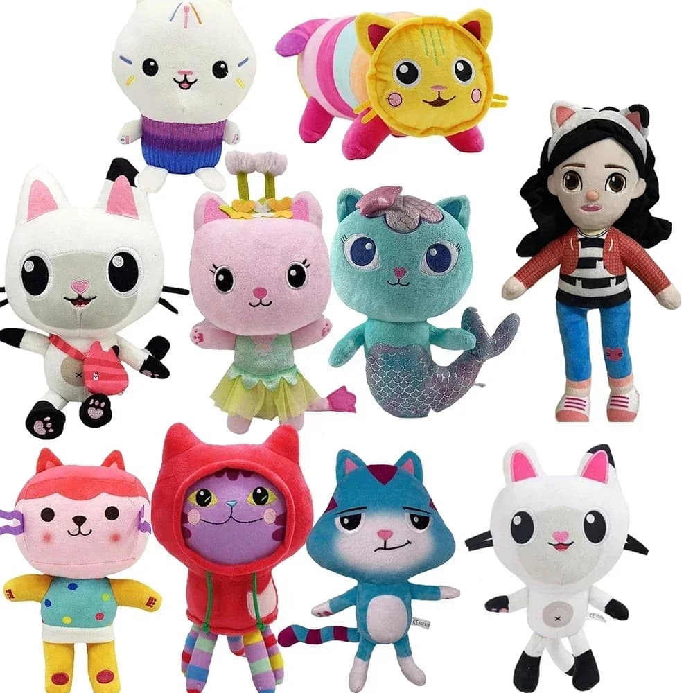 Peluche Animali della Casa di Gabby, Adorabile Giocattolo di Gaby, Peluche Gatto della Casa, Cartone Animato, Animali di Peluche, Gatto Sirena, Bambole di Peluche per Bambini