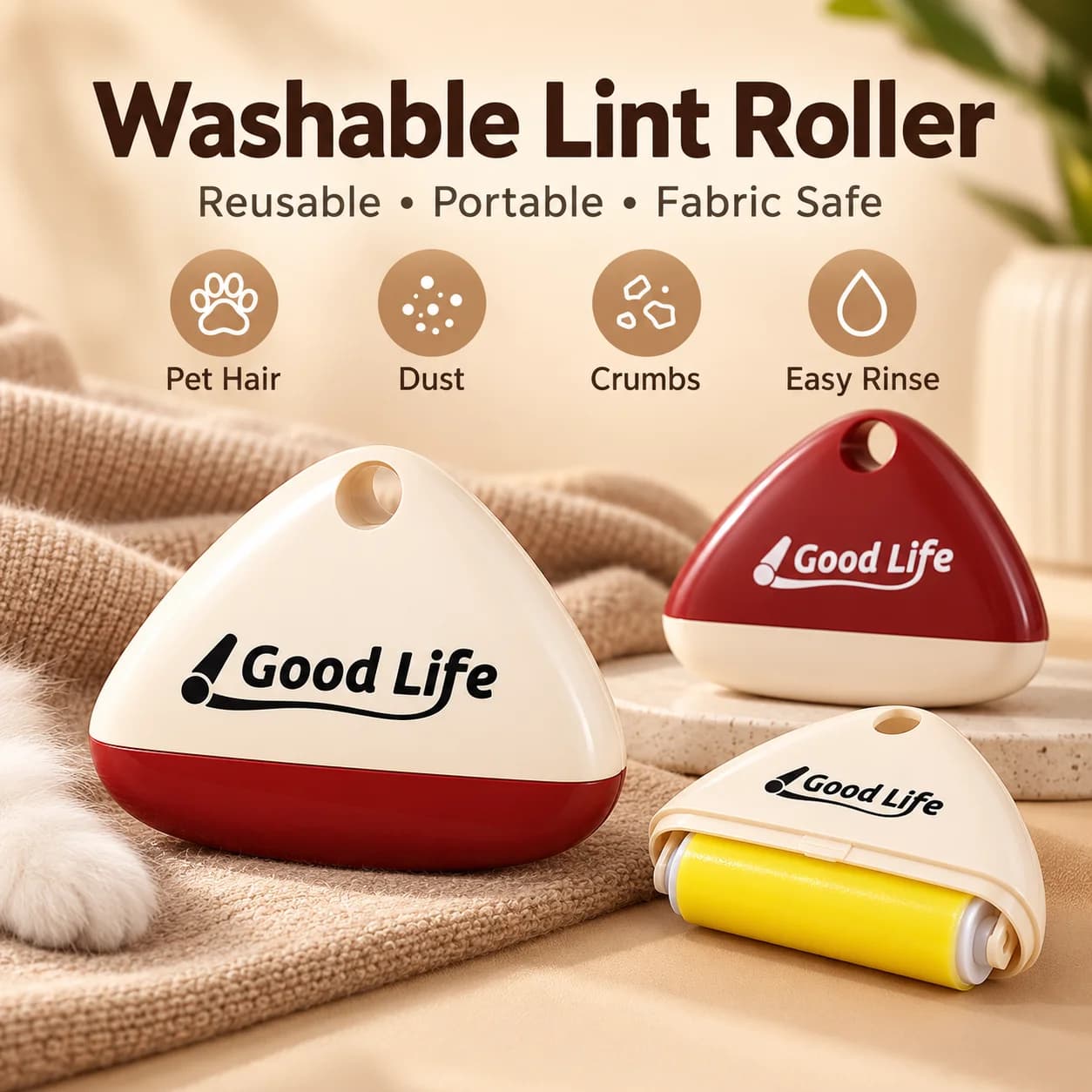 Reusable Washable Lint Roller Portable Pet Hair Remover for Clothes Sofa Carpet Dust Fur Cleaning Tool Travel Household Cleaner