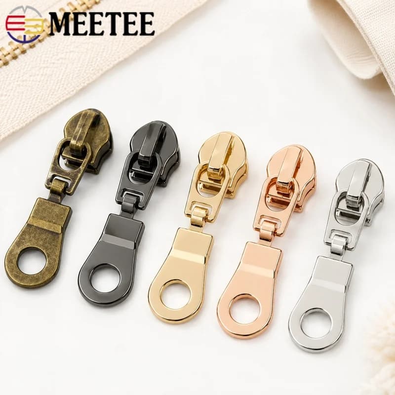 10/20/30Pcs 5# Zipper Heads Metal Sliders for Nylon Coil Zips Bag Jacket Garment Repair Puller Sewing Replacement Accessory Kit