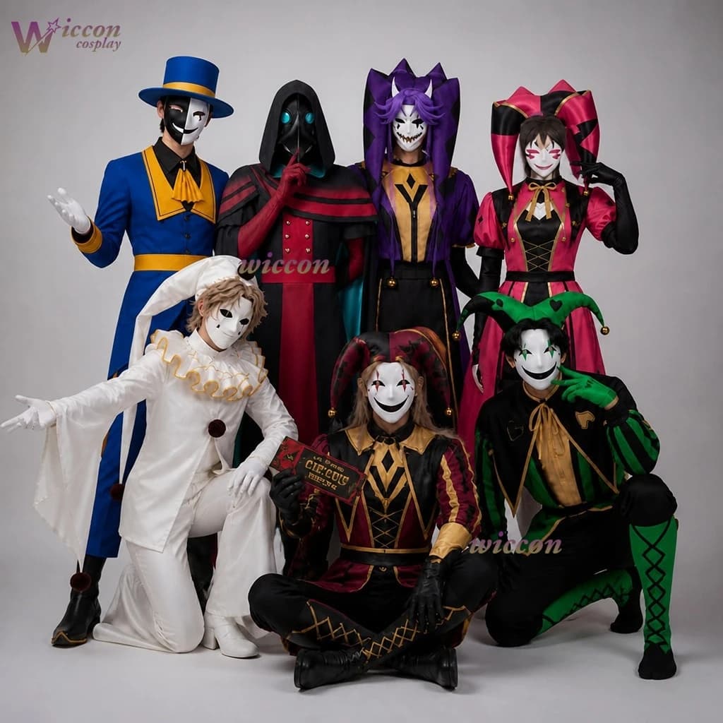 NebulaCloak The Freak Circus Pierrot Har Columbina Ticket Collector Cosplay Costume Full Dark Circus Outfit For Halloween