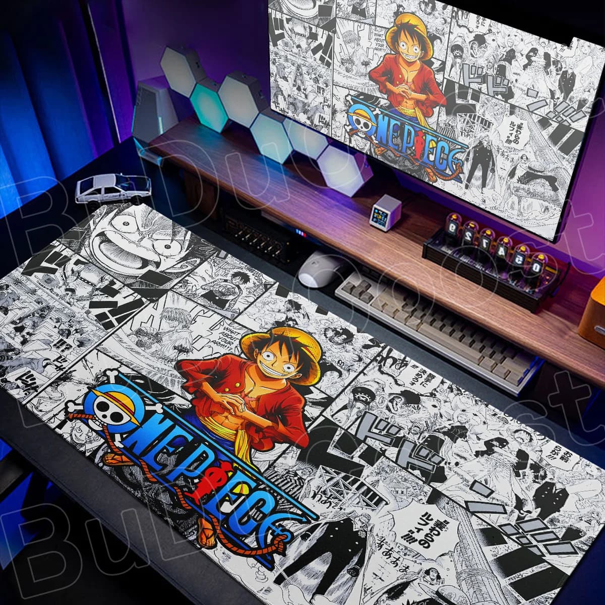 Anime One Piece Laptop Gaming Keyboard Rug Large Non-slip Office Mouse Pad Black & White Comic Style Luffy Desk Mat For LOL CSGO
