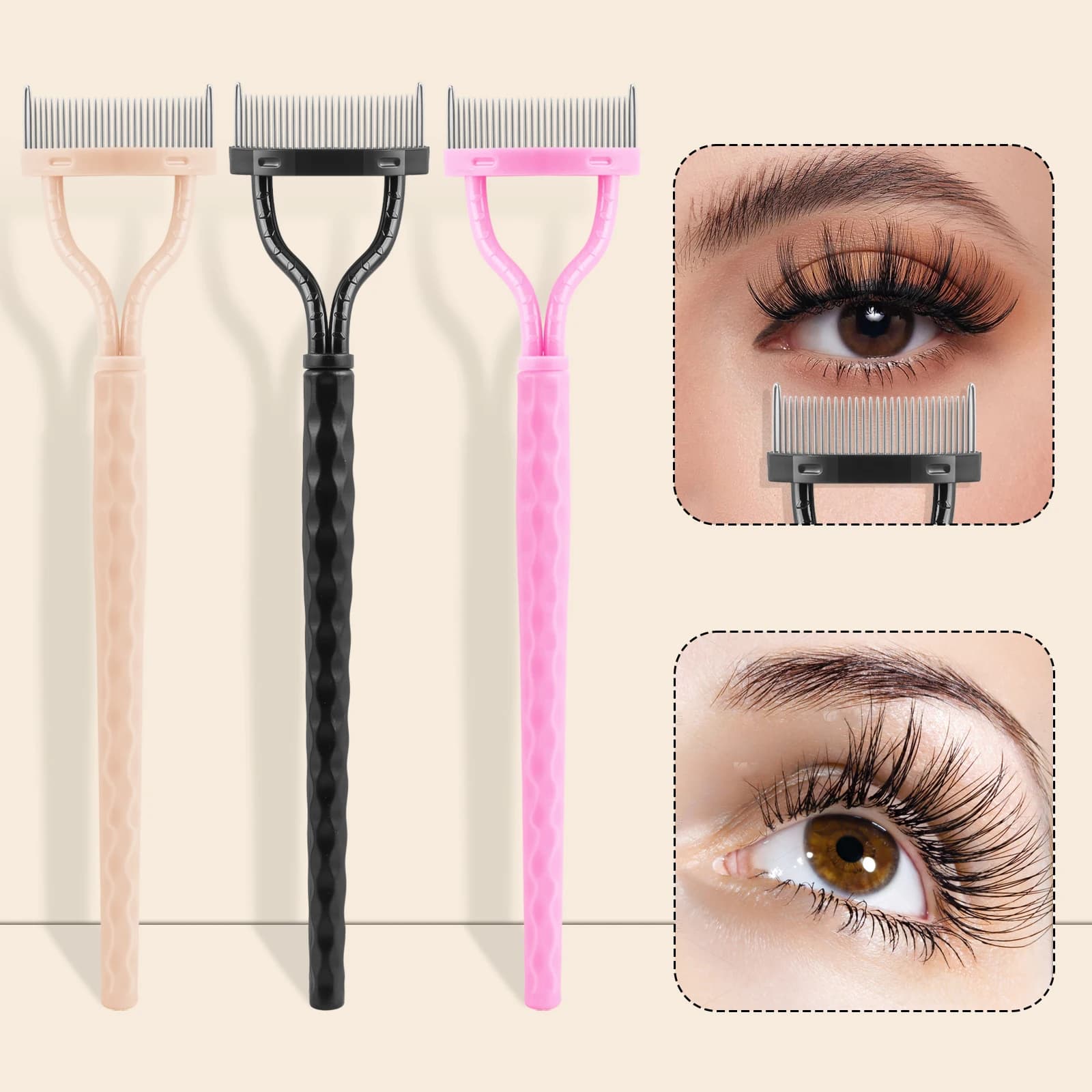 1 pack eyelash comb, eyelash separator: curved design, curled eyelashes to fit the shape of the eyes, make-up tool with protective case