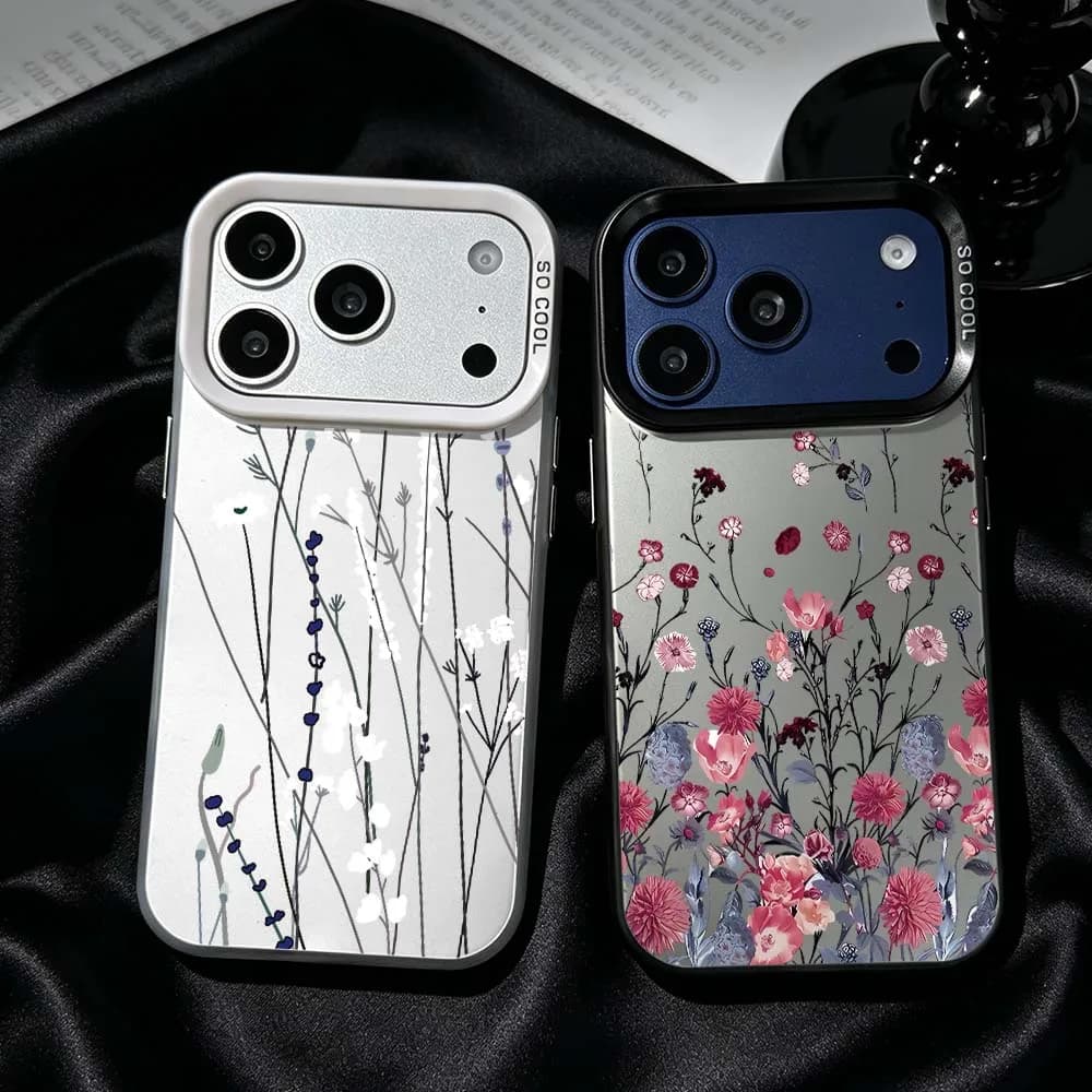 Cartoon Grass Flower For iPhone 17 Air 16 15 14 13 12 Mini 11 Pro Max Plus Shockproof Plating Matte Cover Phone Case