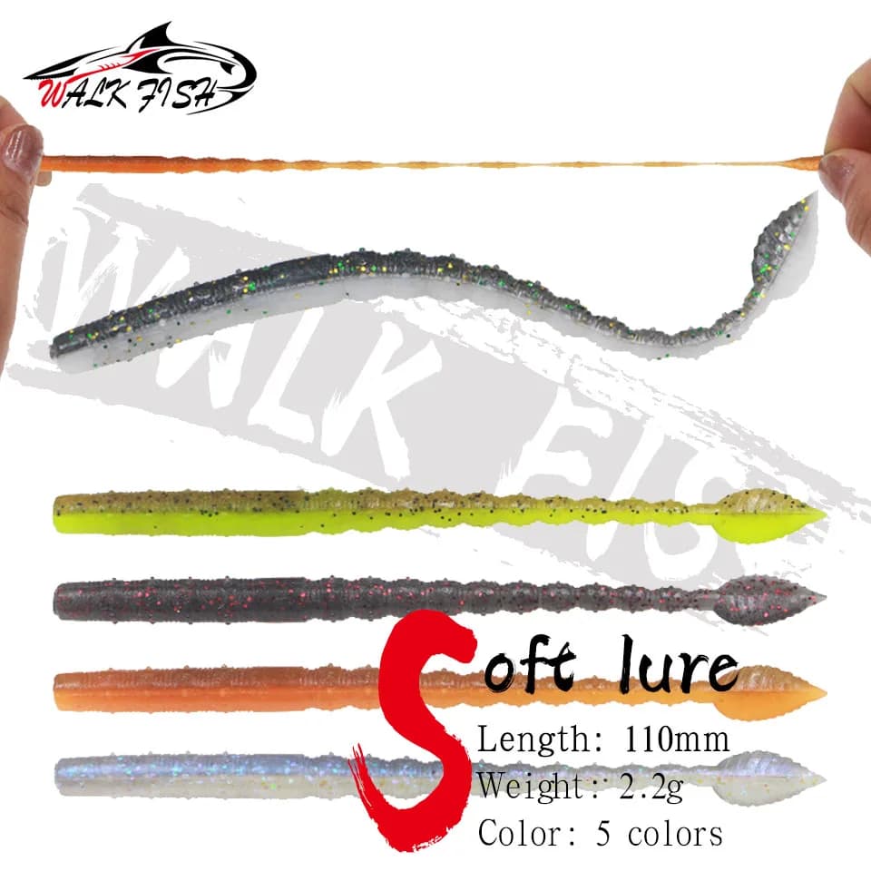 WALK FISH 10PCS New Flatworm Floating Soft Bug Soft Baits 110mm 2.2g artificiale per Bass Fish Tackle Fishing Lure