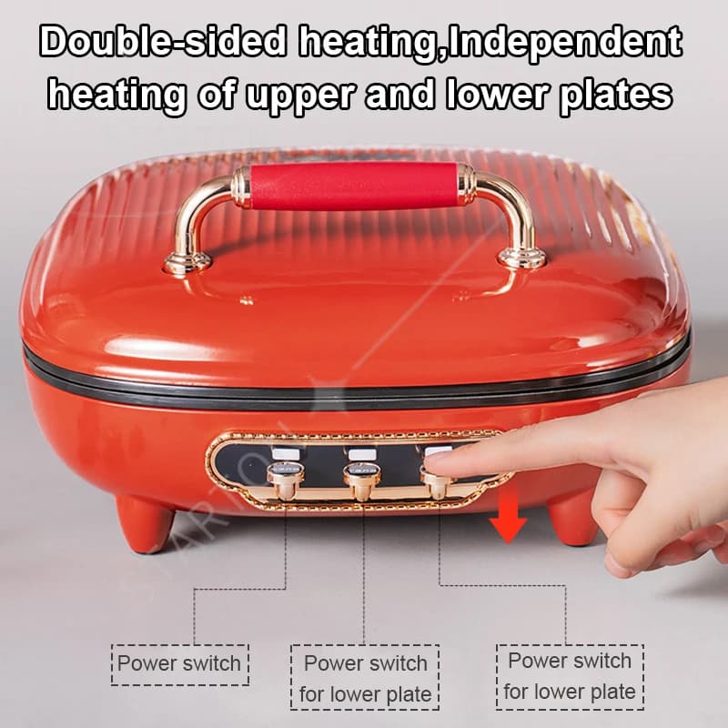Crepe Maker Doppio lato riscaldamento padella pancake pentola pizza bistecca padella macchina barbecue grill torta barbecue piastra