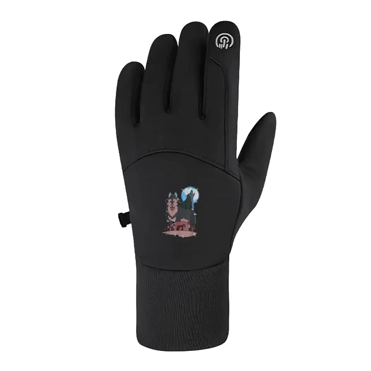 Wolfs of cartoons and wolf cubs with touch screen gloves Moon nisex Cycling Ski Racing